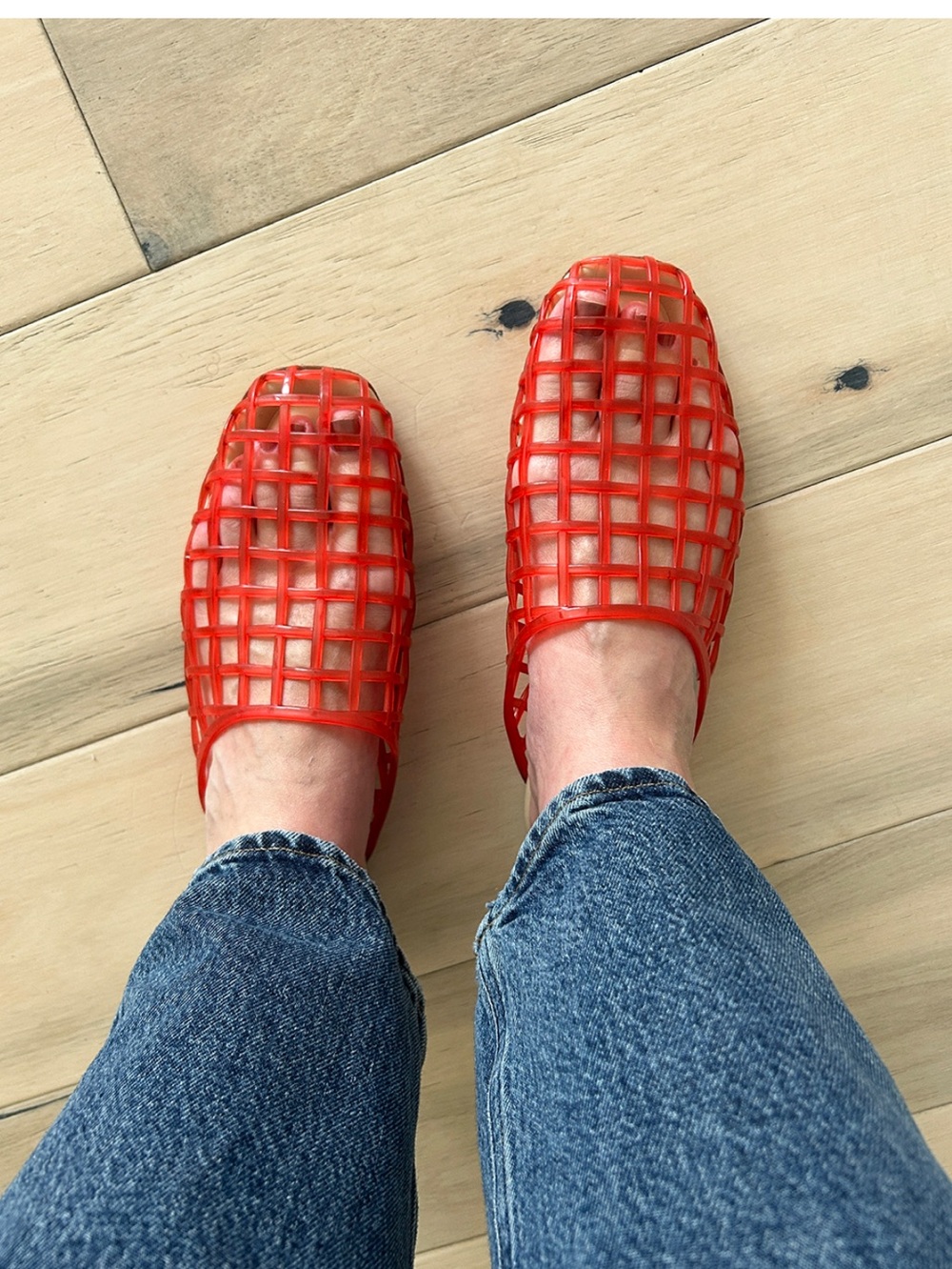 Vince Red Woven Jelly Mules